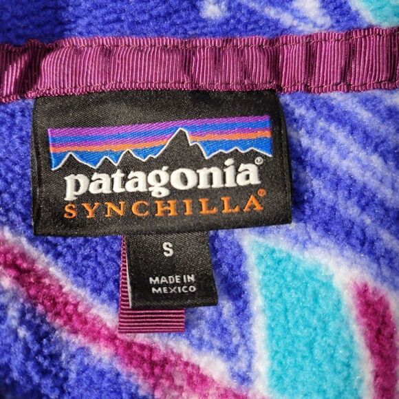Patagonia Synchilla Pullover Jacket Womens Small Snap T Moon Owl Blue Fleece GUC - Picture 9 of 16